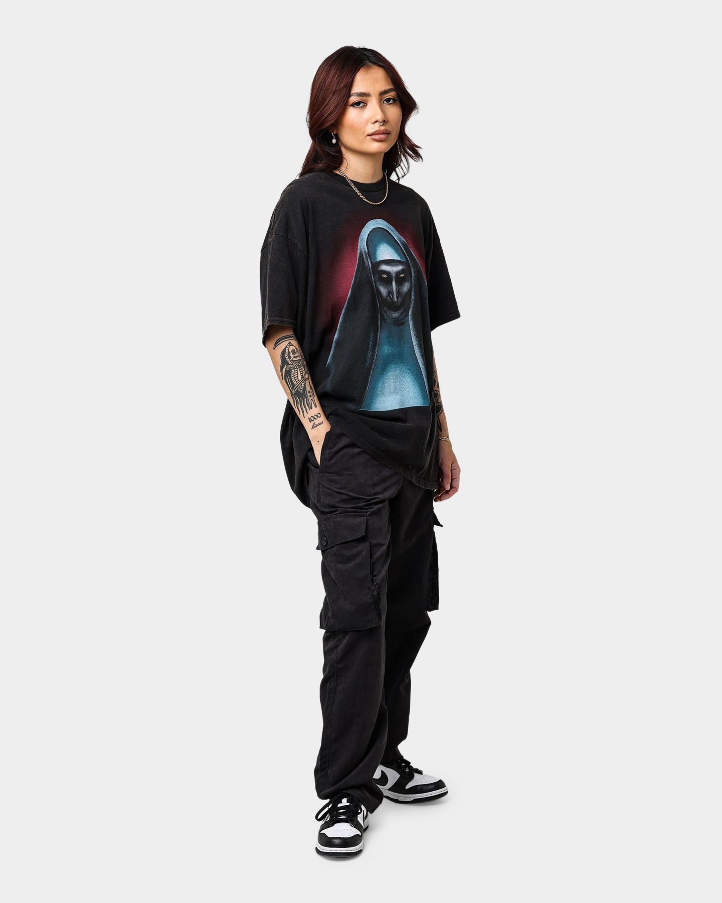 American Thrift The Nun Vintage T-Shirt Black Wash Style001