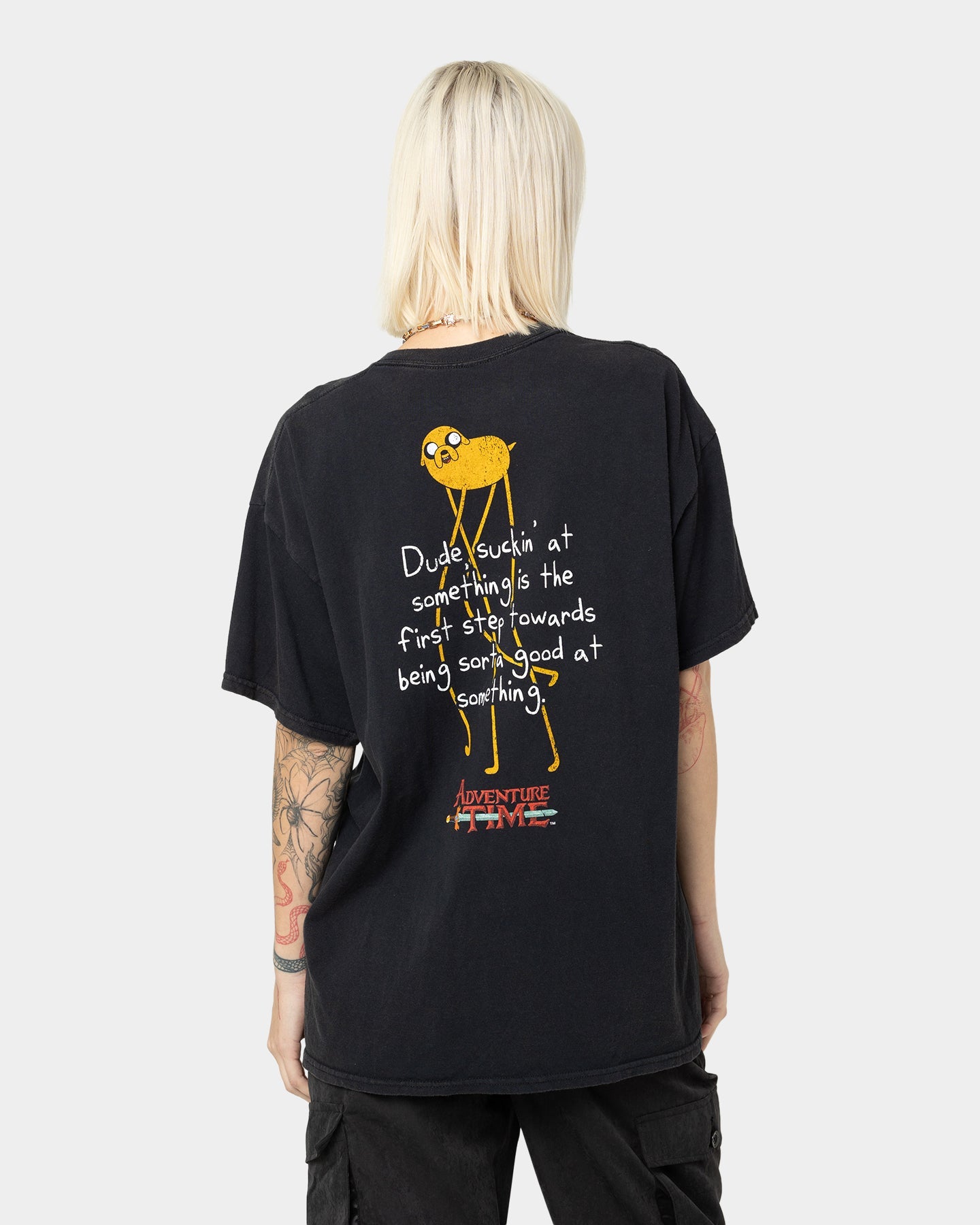 American Thrift X Adventure Time Jake The Dog Vintage T-Shirt Black Wash Style001
