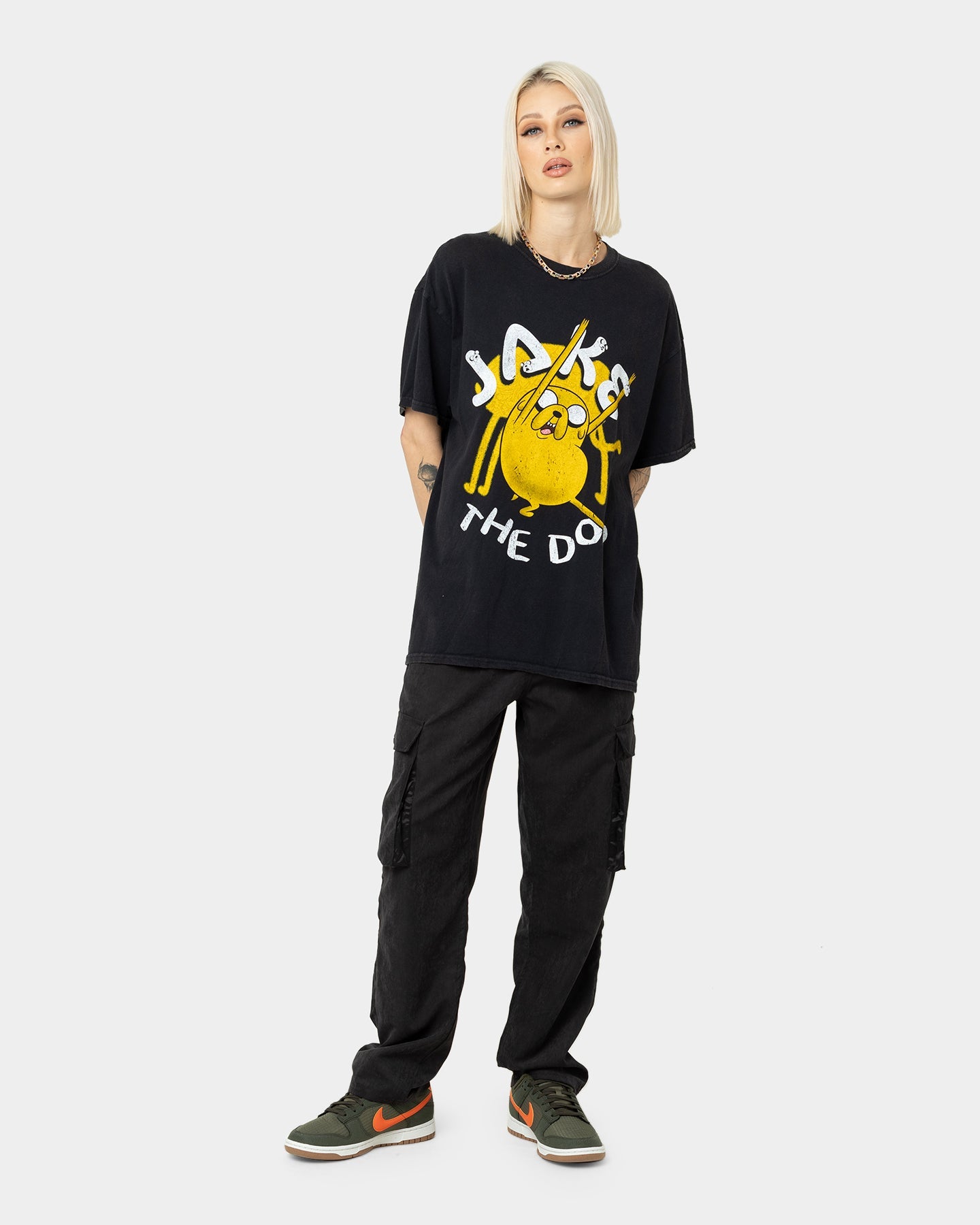 American Thrift X Adventure Time Jake The Dog Vintage T-Shirt Black Wash Style001