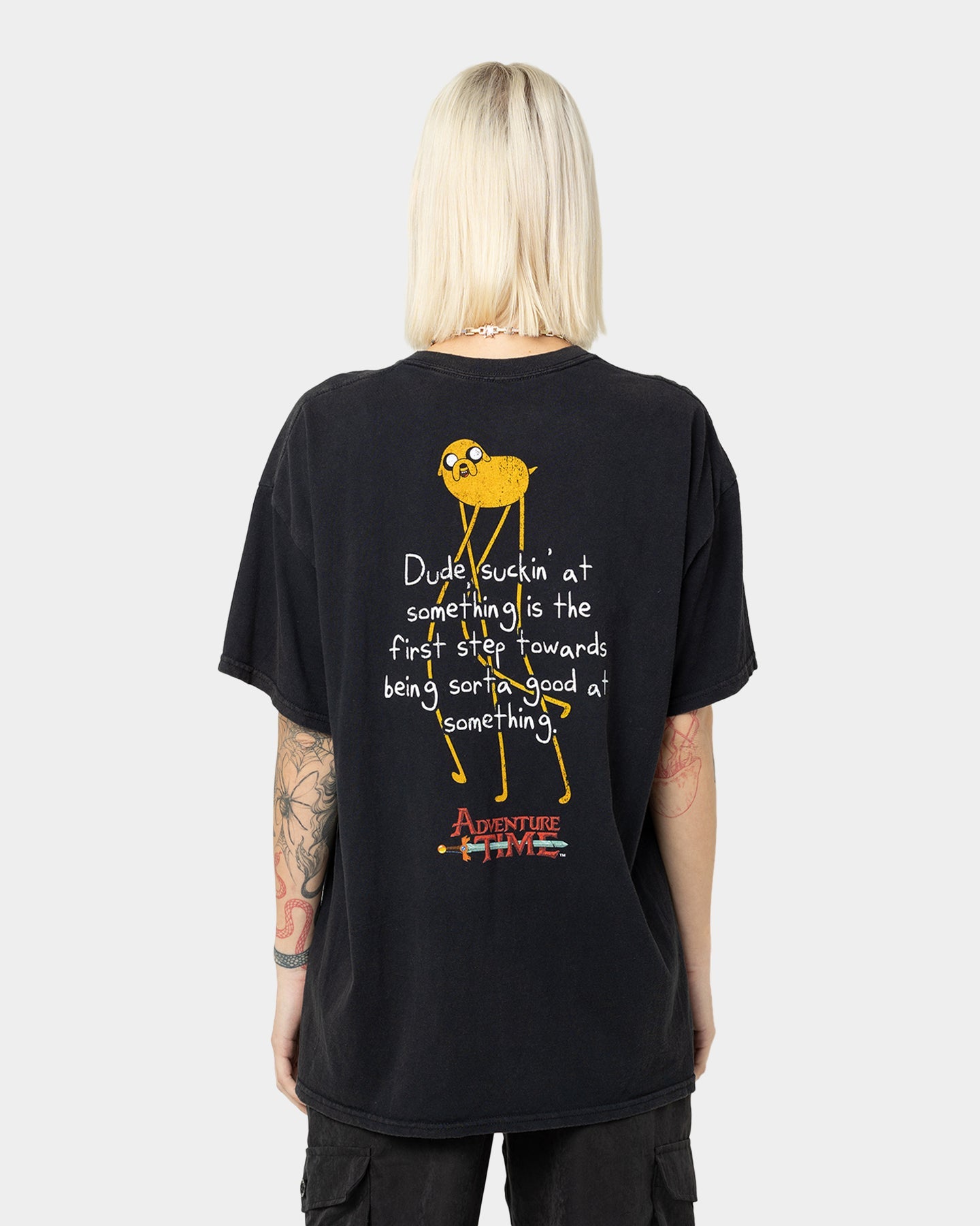 American Thrift X Adventure Time Jake The Dog Vintage T-Shirt Black Wash Style001
