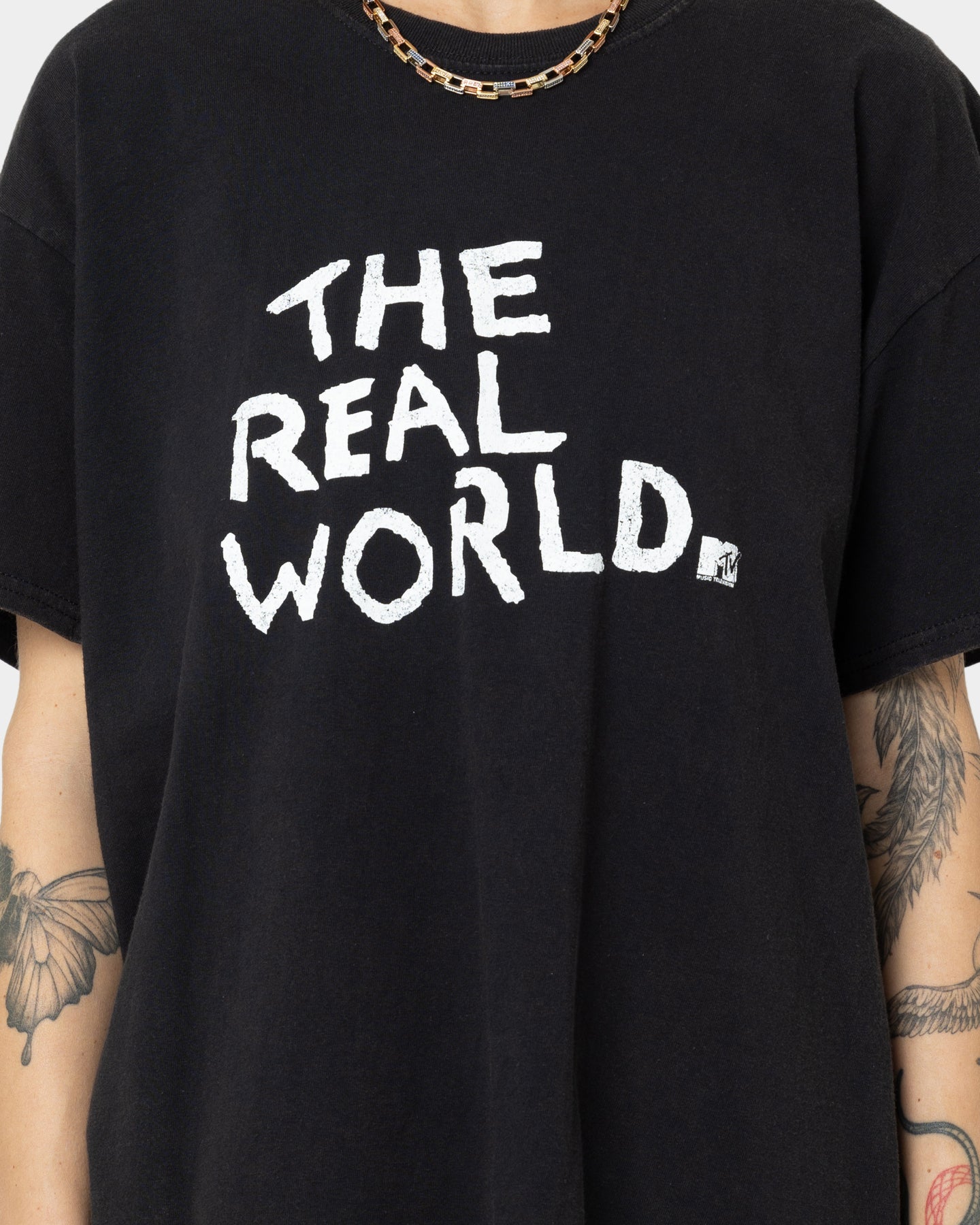 American Thrift X MTV The Real World Vintage T-Shirt Black Wash Style001