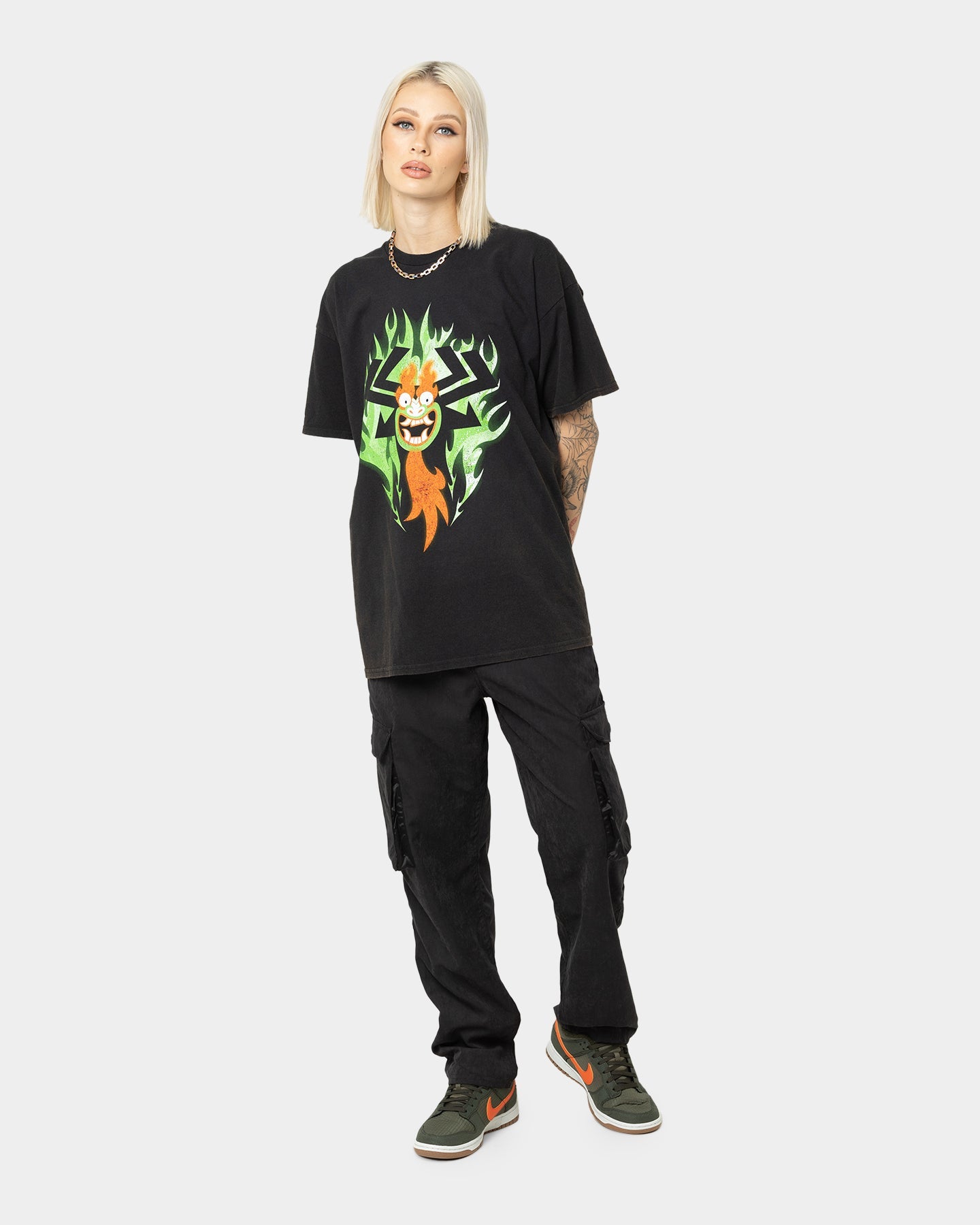 American Thrift X Samurai Jack Aku T-Shirt Black Wash Style001