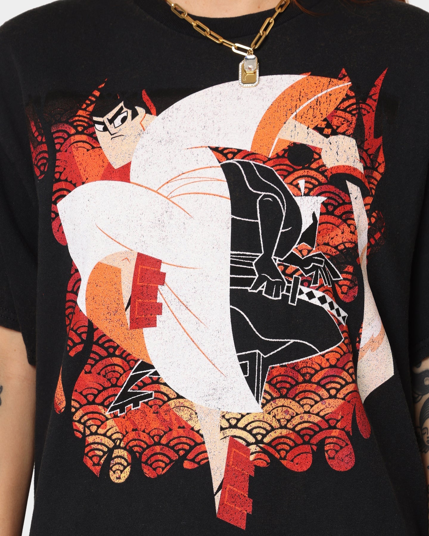 American Thrift X Samurai Jack Jack Vintage T-Shirt Black Style001
