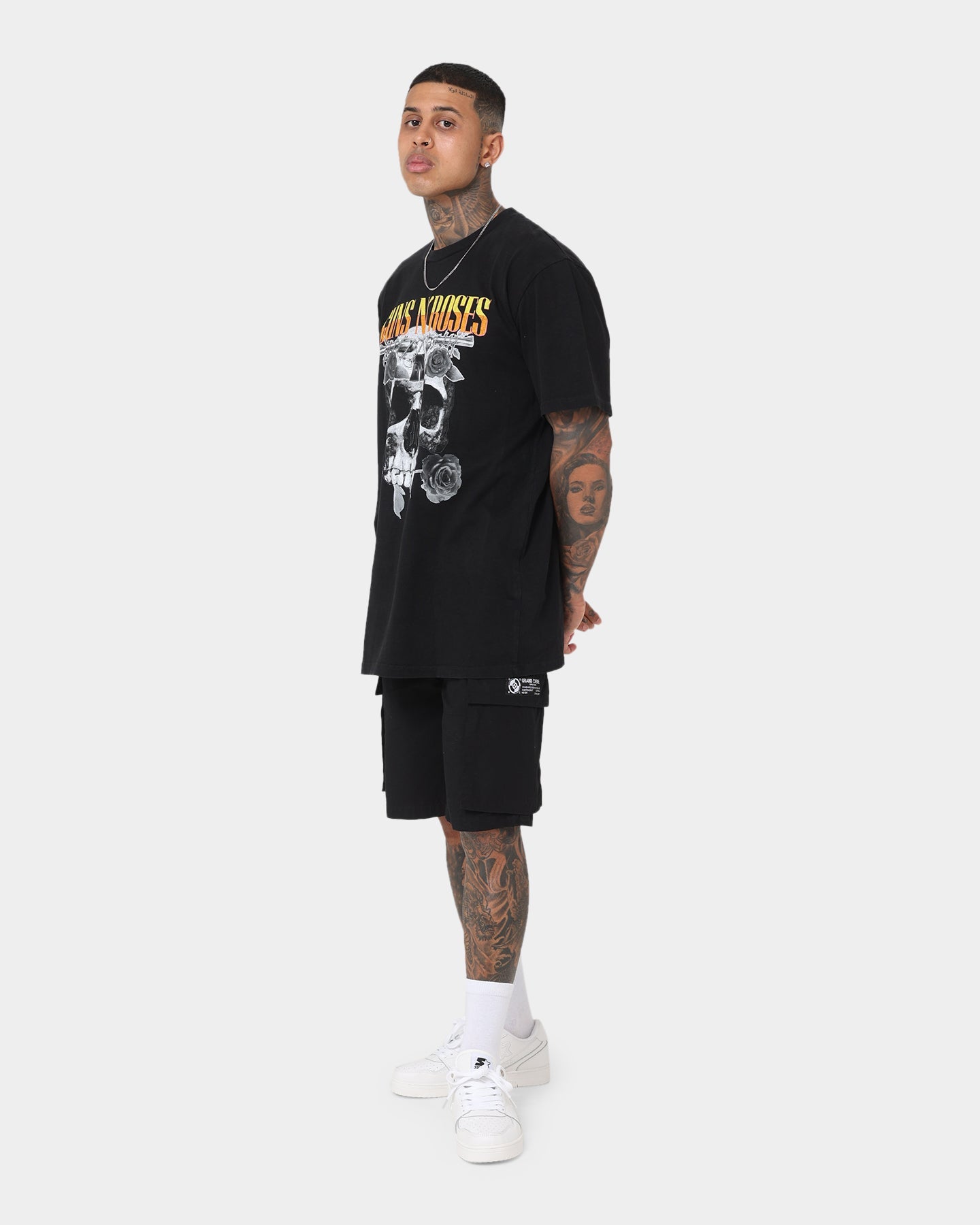 Gun N Roses Skull Split Vintage T-Shirt Washed Black