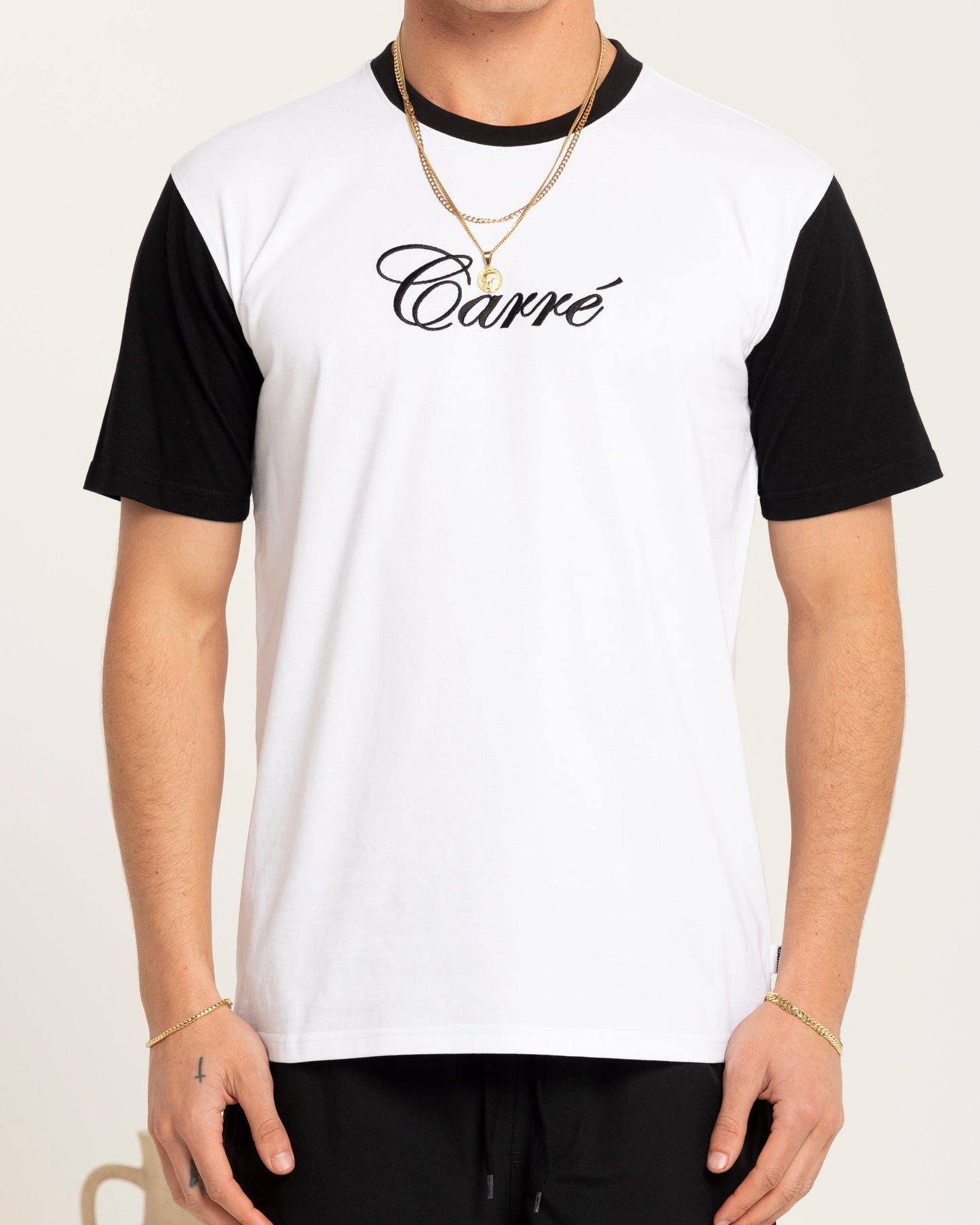 Carre Script Two Tone T-Shirt White/Black