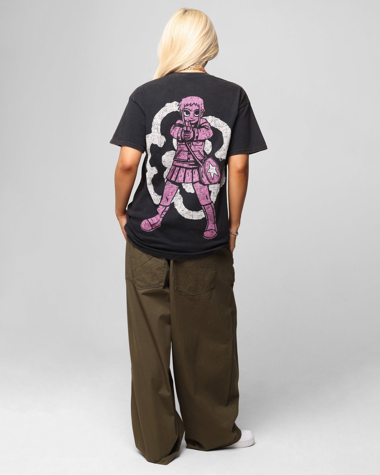 American Thrift X Scott Pilgrim Romona Flowers T-Shirt Black Wash Style001