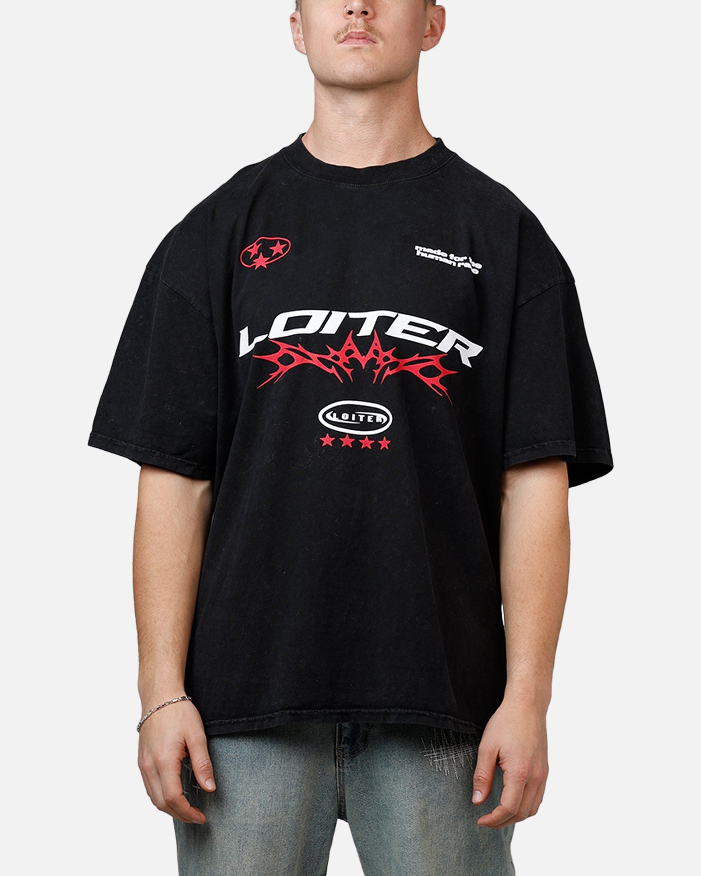 Loiter Flight T-Shirt Black Acidwash