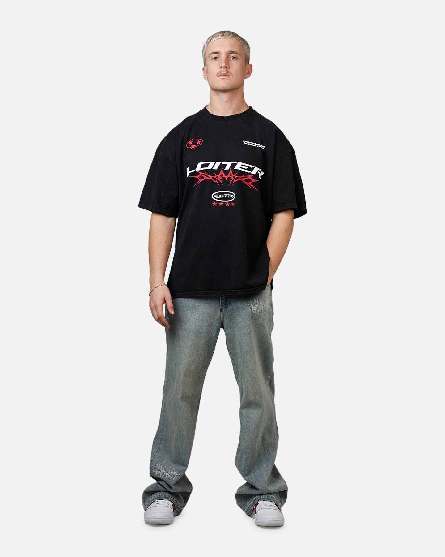 Loiter Flight T-Shirt Black Acidwash