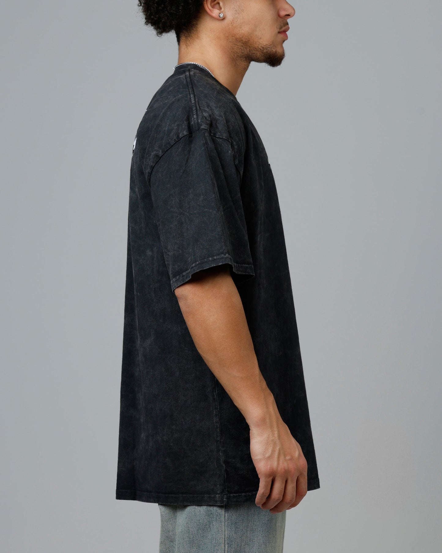 Loiter Chrome Logo T-Shirt Black Acidwash