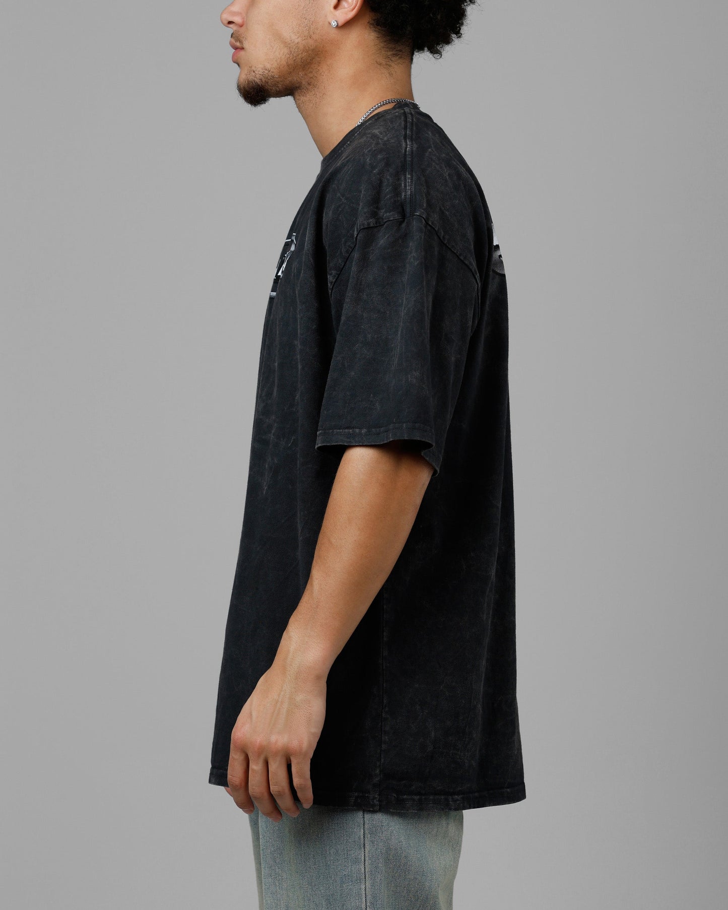 Loiter Chrome Logo T-Shirt Black Acidwash