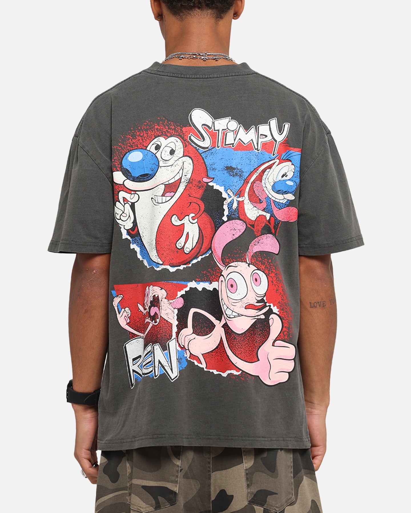 American Thrift X Nickelodeon Ren And Stimpy Heavy T-Shirt Black Wash