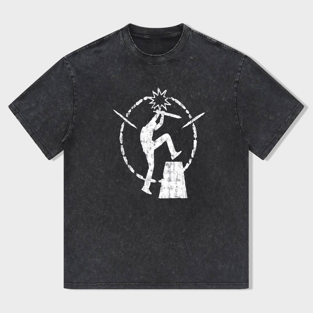 Men's Graphic Tee with Distressed Print Design T-Shirt