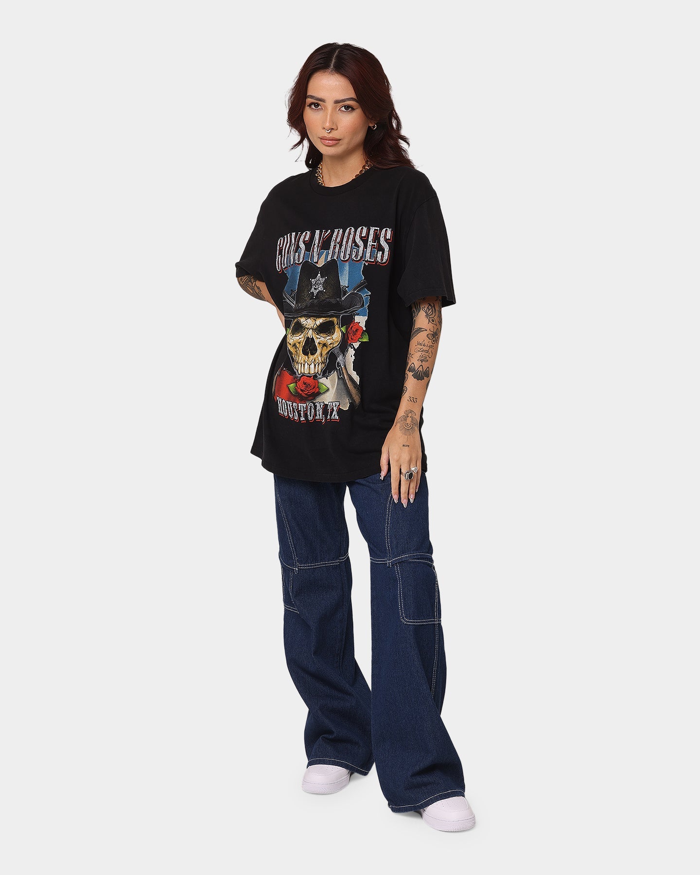 Guns N Roses Houston Skull T-Shirt Washed Black Style001