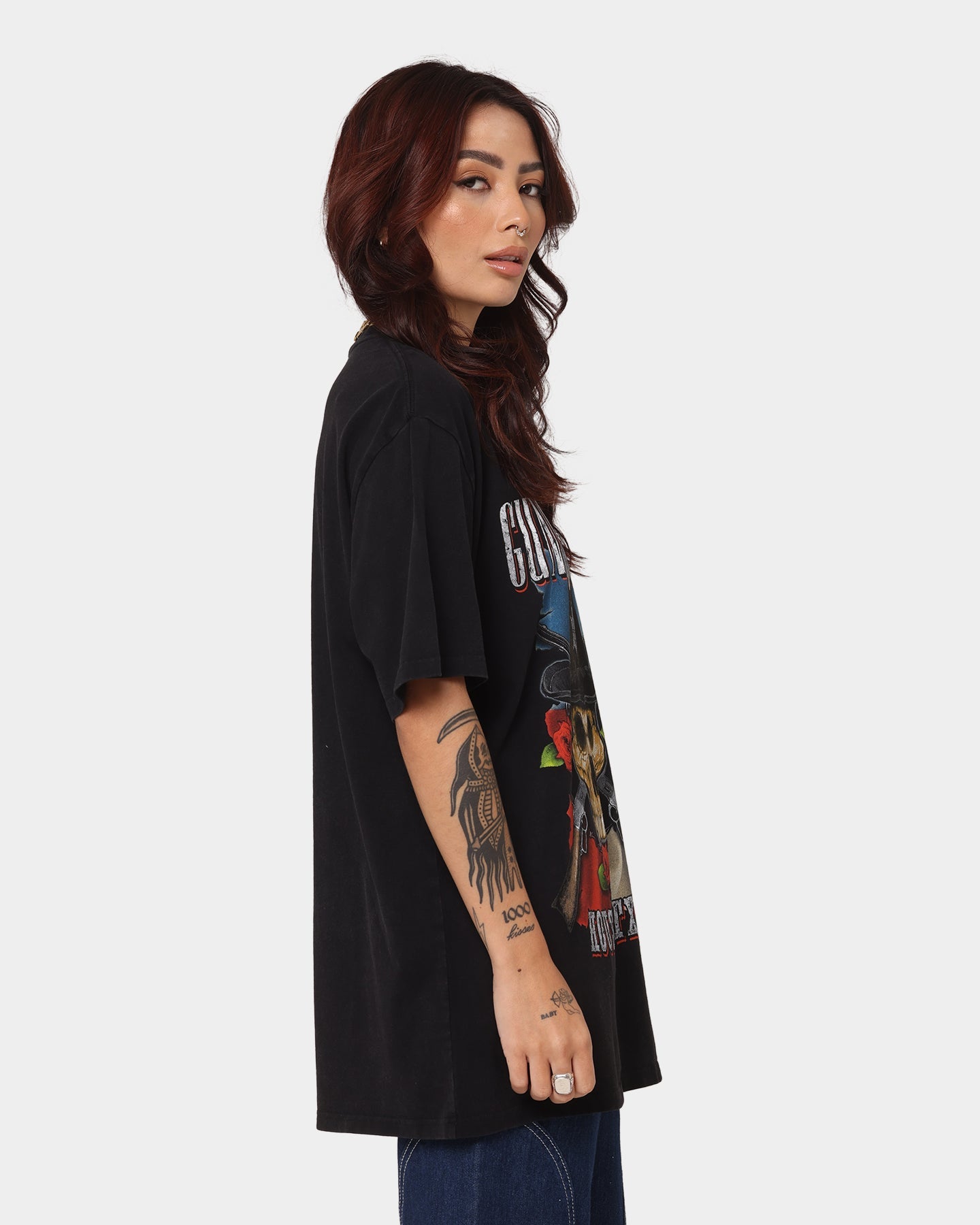 Guns N Roses Houston Skull T-Shirt Washed Black Style001
