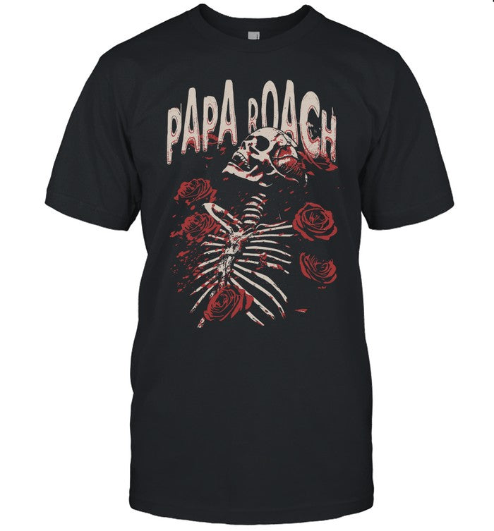 Papa Roach Skeleton & Roses T Shirt