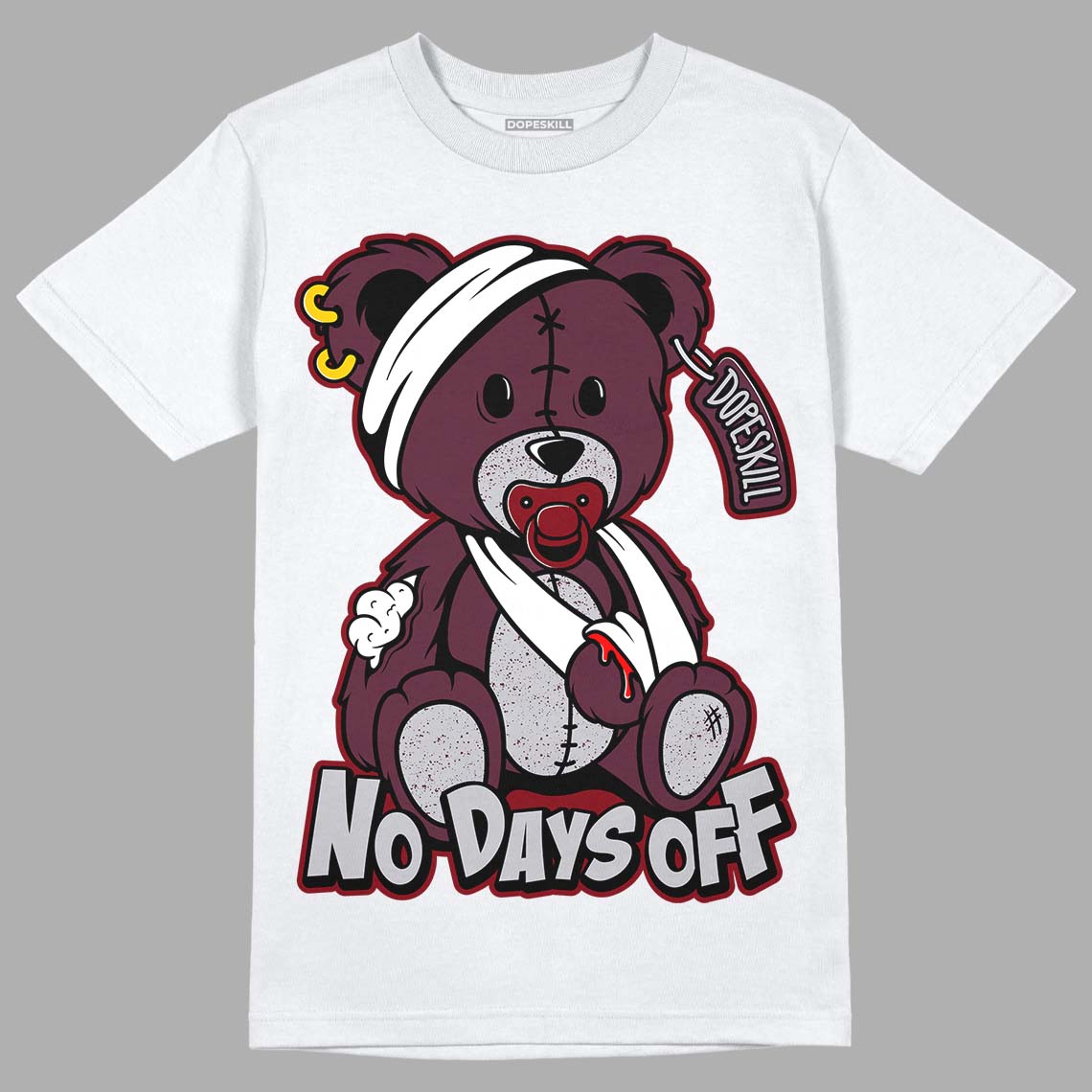 Burgundy 5s DopeSkill T-Shirt Hurt Bear Graphic Style001