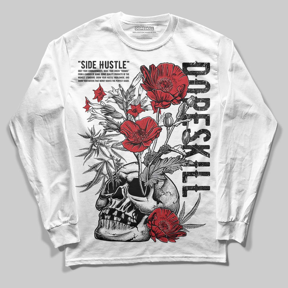 White Cement 4s DopeSkill Long Sleeve T-Shirt Side Hustle Graphic