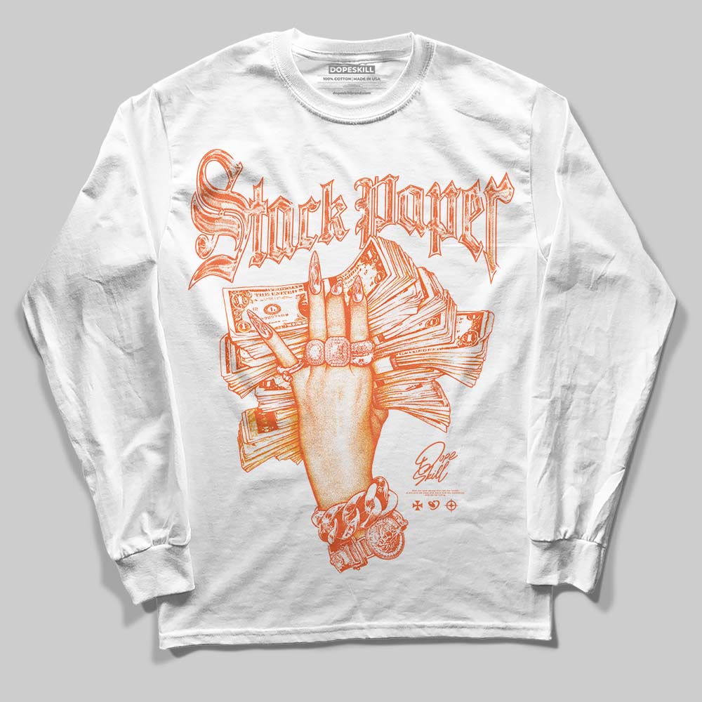 Orange Black White DopeSkill Long Sleeve T-Shirt Stack Paper Graphic