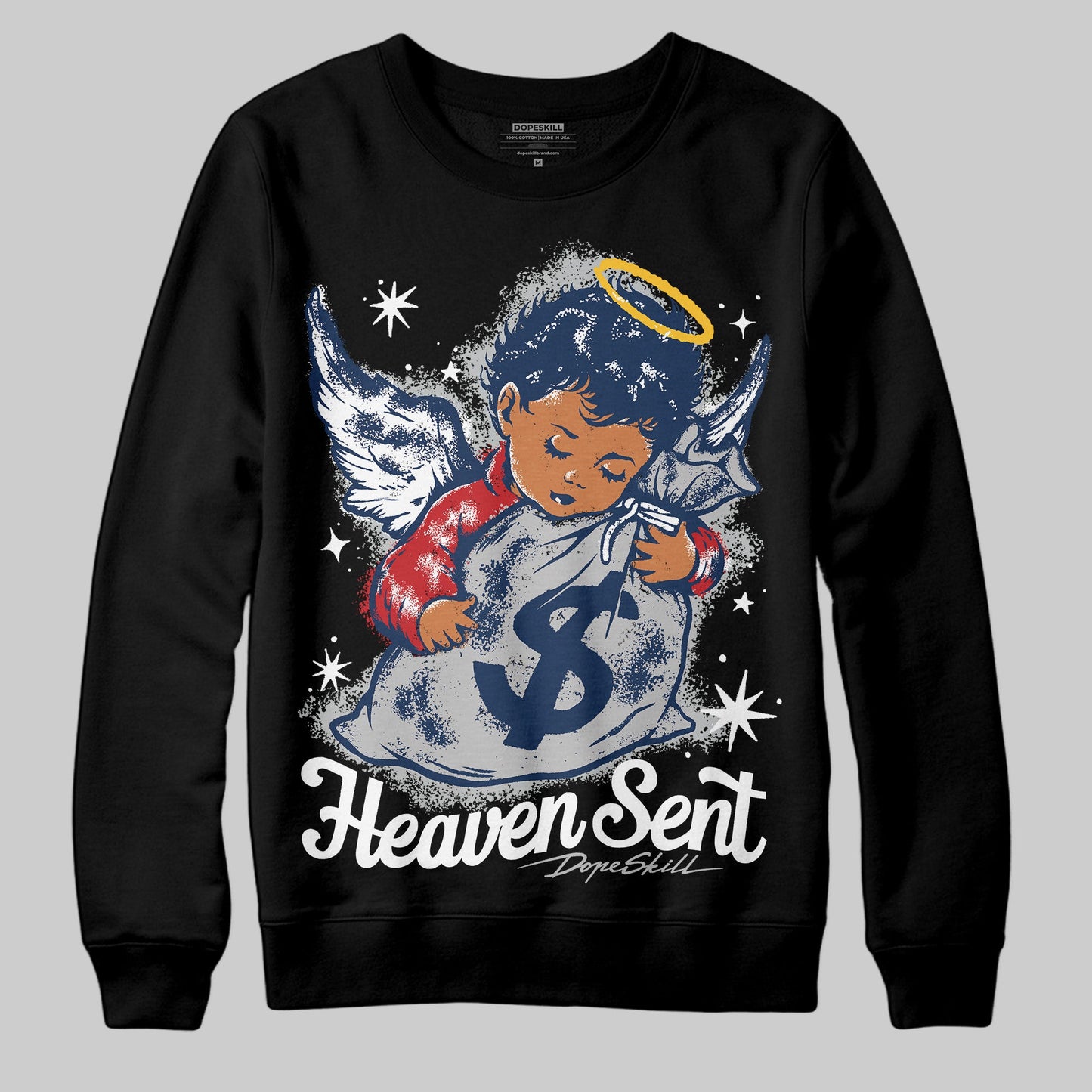 Summit White Navy 4s DopeSkill Sweatshirt Heaven Sent Graphic