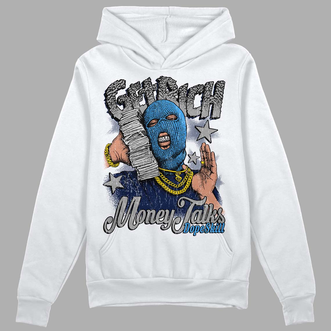 Midnight Navy 3s DopeSkill Hoodie Sweatshirt Get Rich Graphic