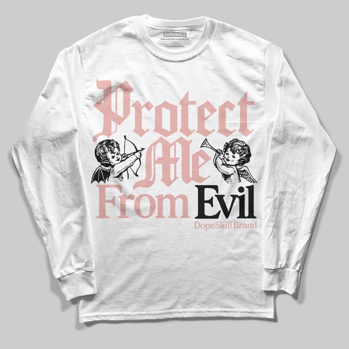 Rust Pink 1s 2025 DopeSkill Long Sleeve T-Shirt Protect Me From Evil Graphic