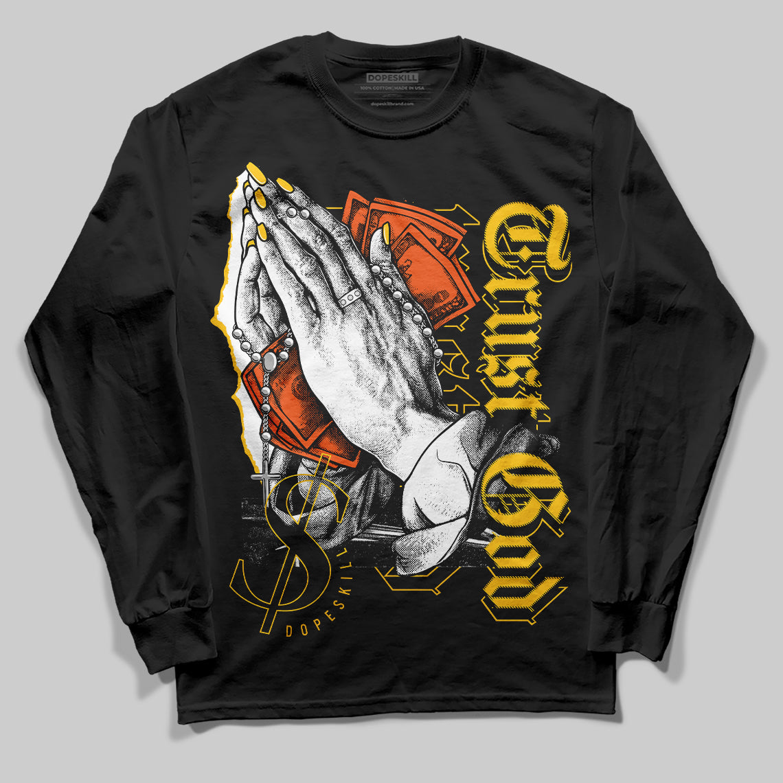 Yellow Collection DopeSkill Long Sleeve T-Shirt Trust God Graphic