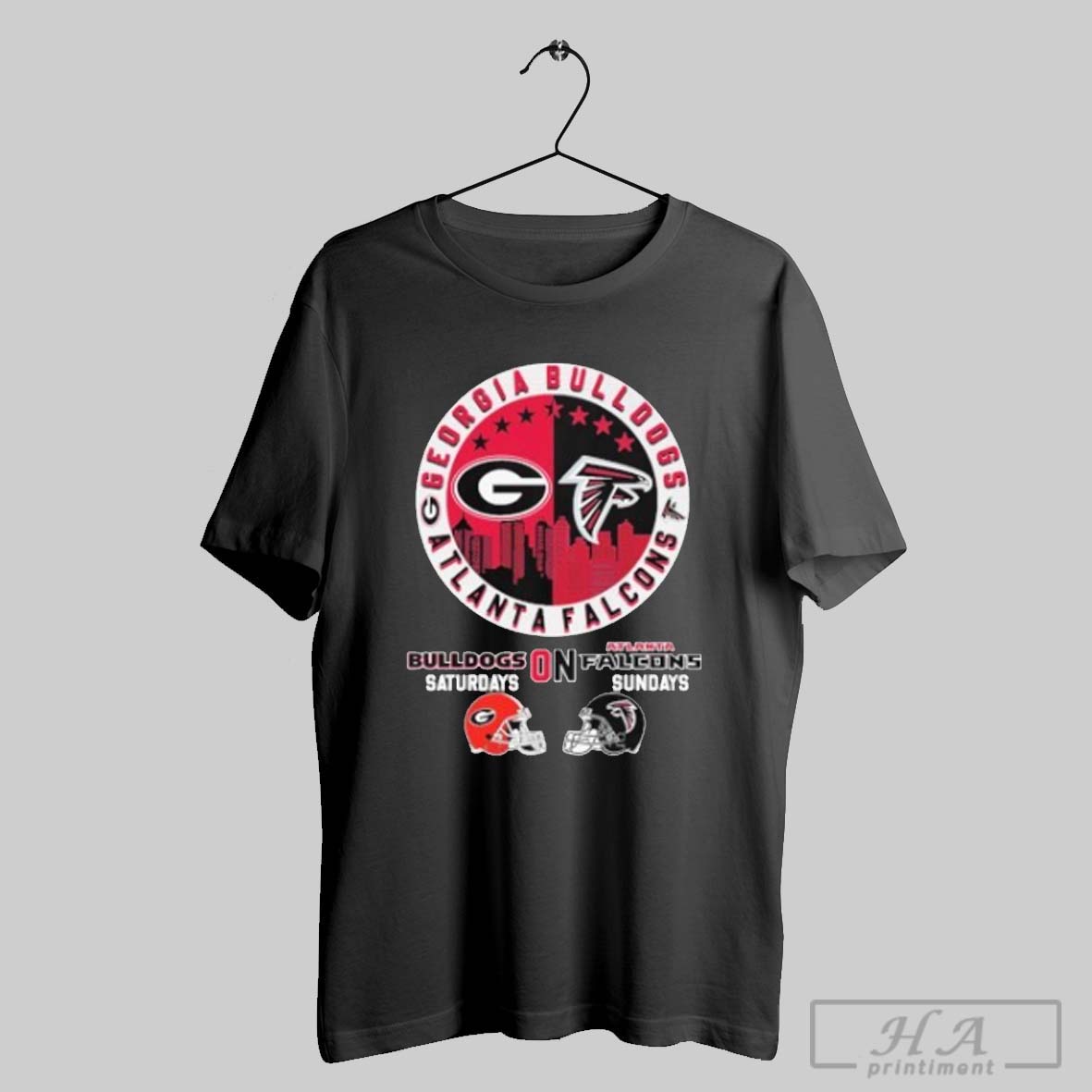 2024 Georgia Bulldogs On Saturdays X Atlanta Falcons On Sundays Logo Shirt