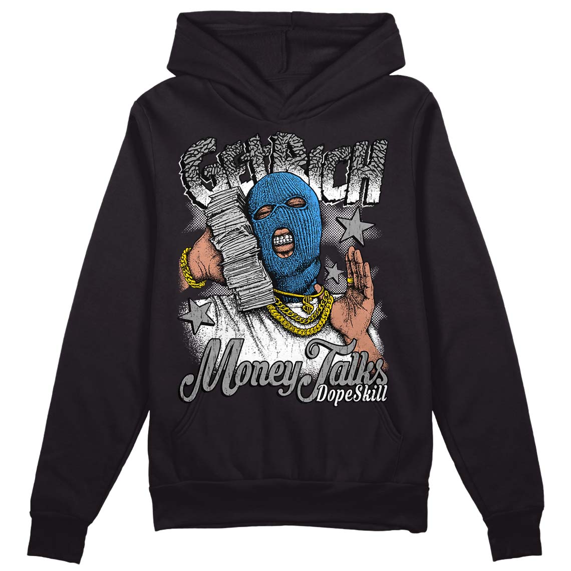 Midnight Navy 3s DopeSkill Hoodie Sweatshirt Get Rich Graphic