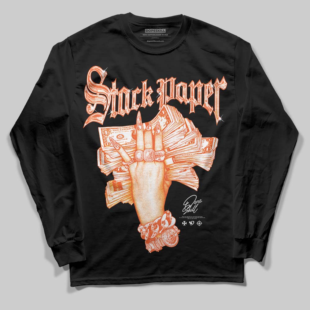 Orange Black White DopeSkill Long Sleeve T-Shirt Stack Paper Graphic