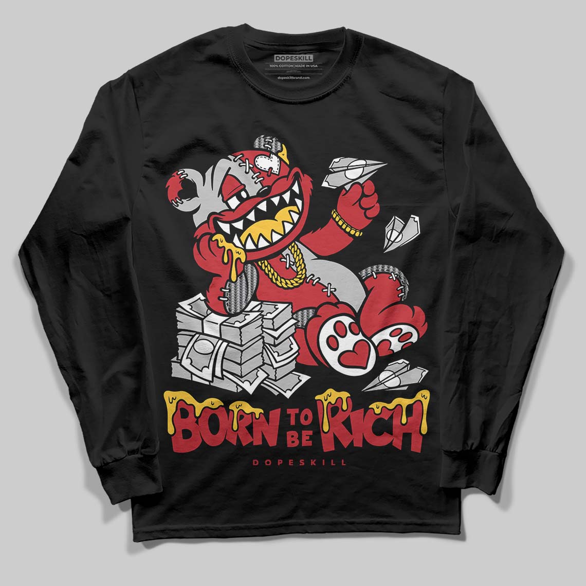 Ferrari 14s DopeSkill Long Sleeve T-Shirt Born To Be Rich Graphic