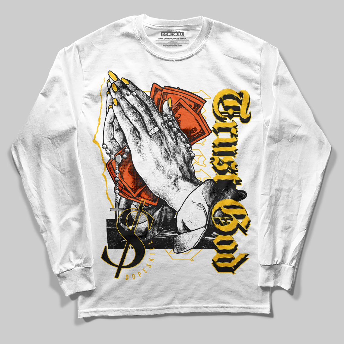 Yellow Collection DopeSkill Long Sleeve T-Shirt Trust God Graphic