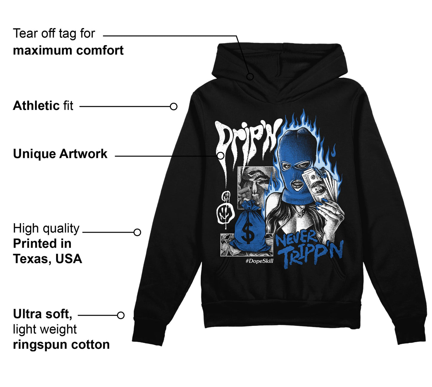 Space Jam 11s DopeSkill Hoodie Sweatshirt Drip'n Never Tripp'n Graphic