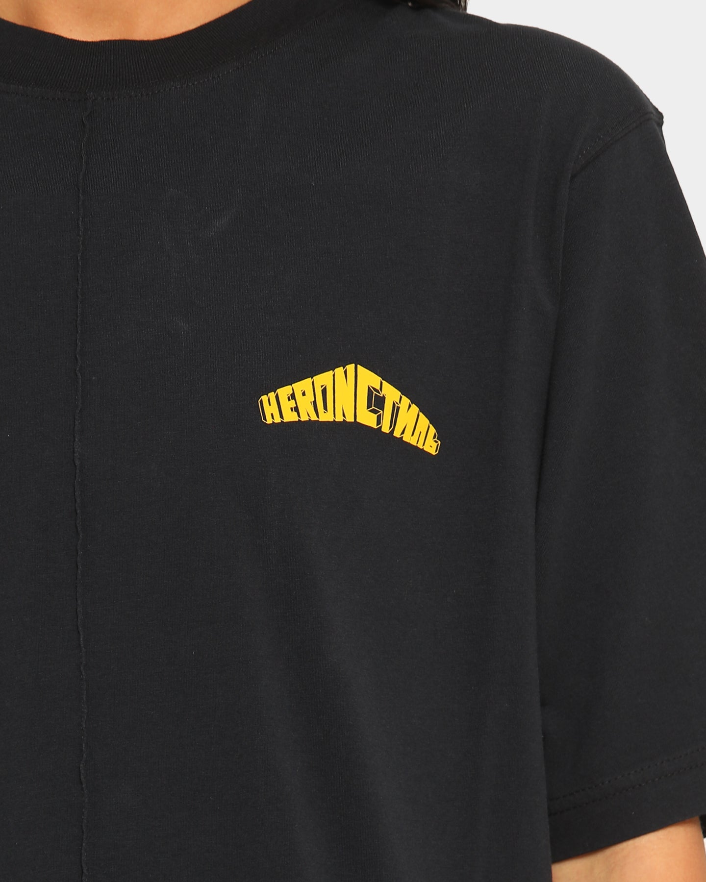 Heron Preston Oversized Style Logo Short Sleeve T-Shirt Black Style001