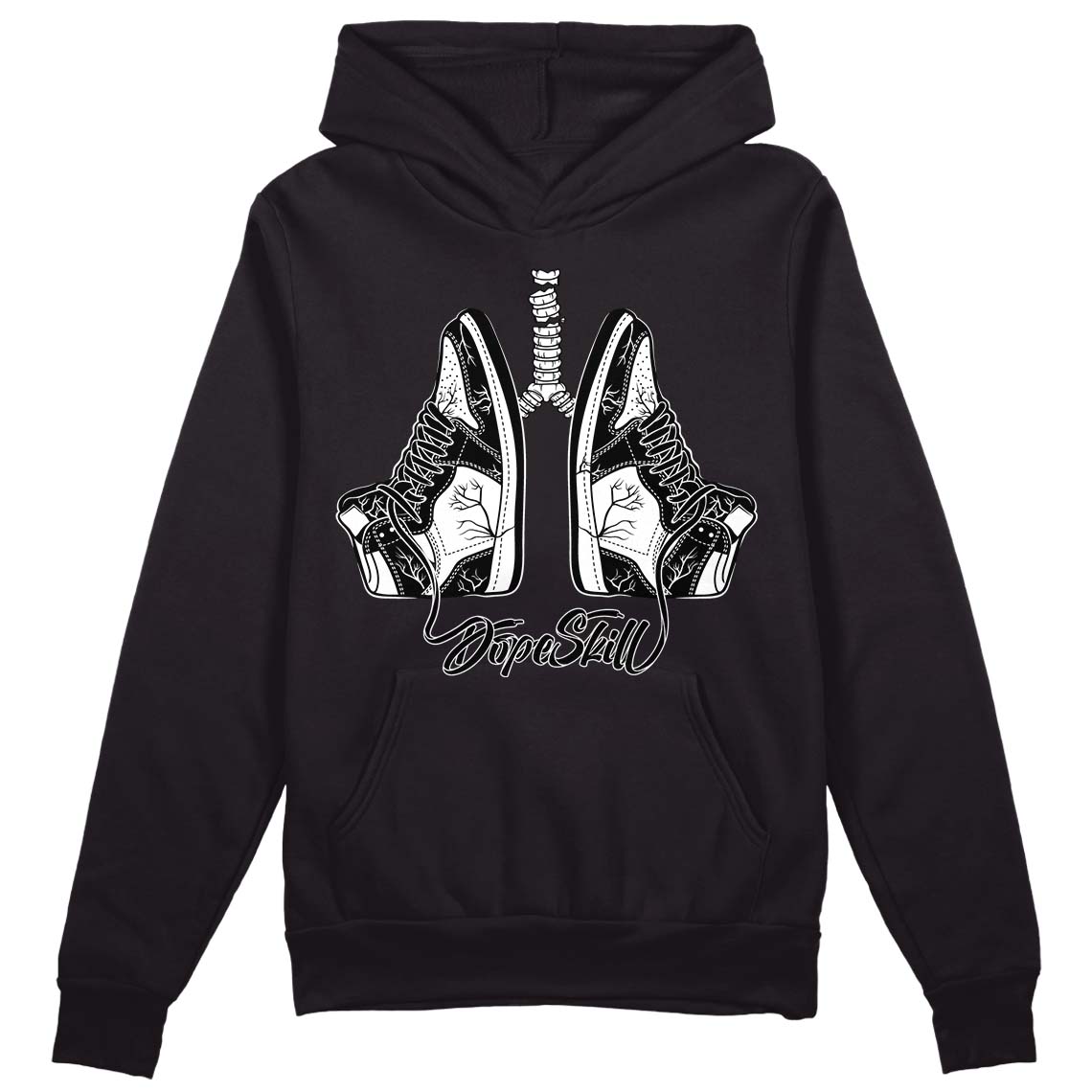 85 Black White 1s DopeSkill Hoodie Sweatshirt Breathe Graphic Style001