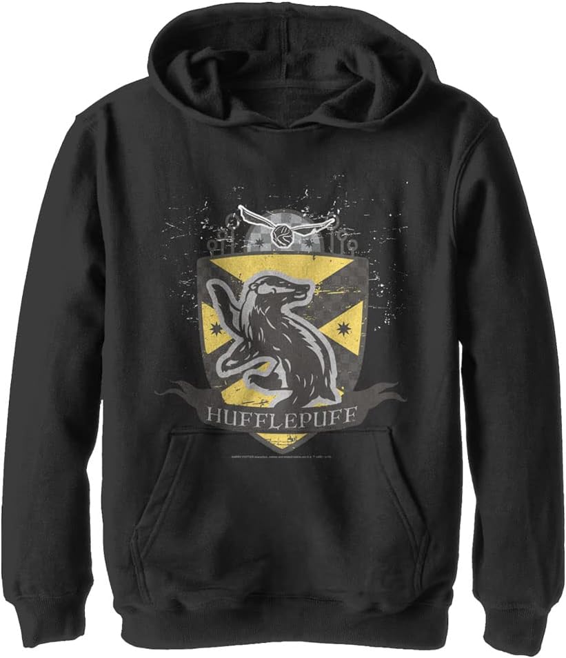 Harry Potter Kids Deathly Hallows Hufflepuff Badge Youth Pullover Hoodie