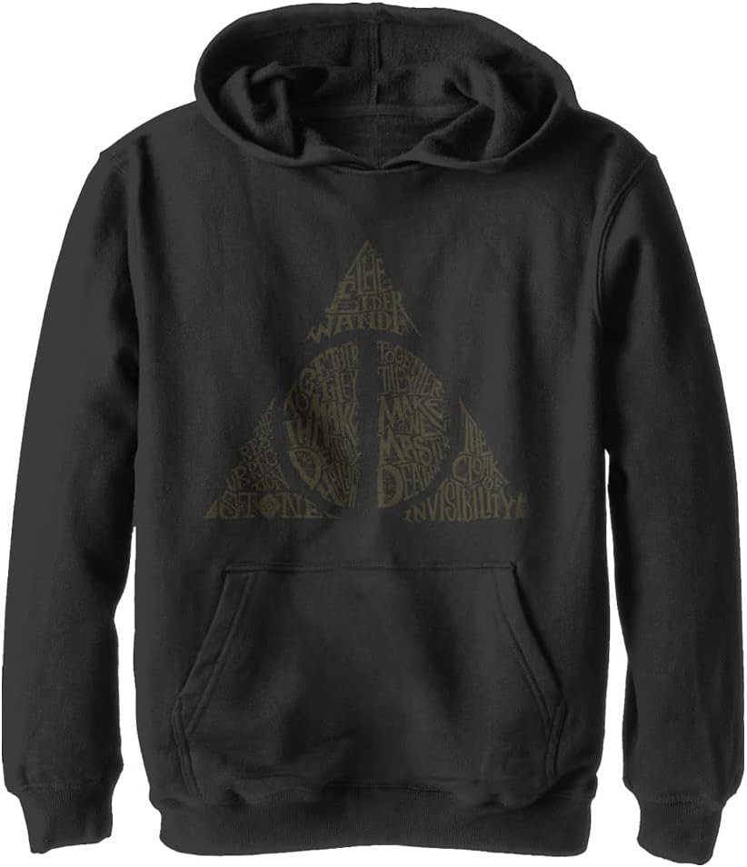 Harry Potter Kids Deathly Hallows Text Symbol Youth Pullover Hoodie