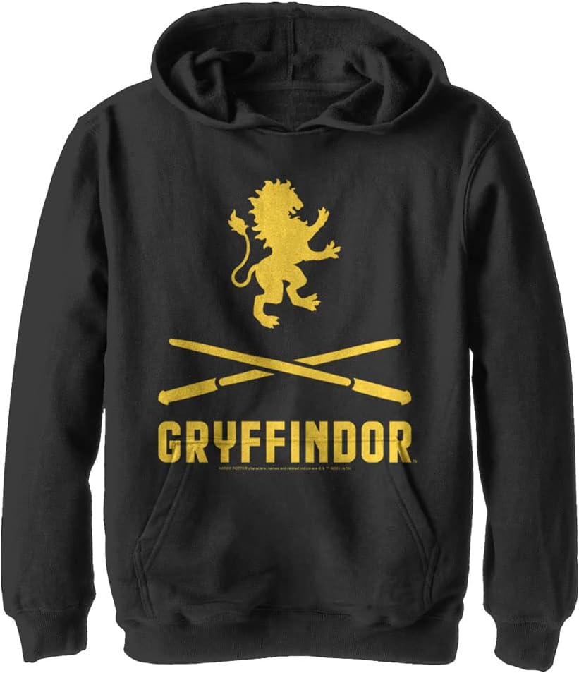 Harry Potter Kids Deathly Hallows Gryffindor Icons Crossed Wands Youth Pullover Hoodie