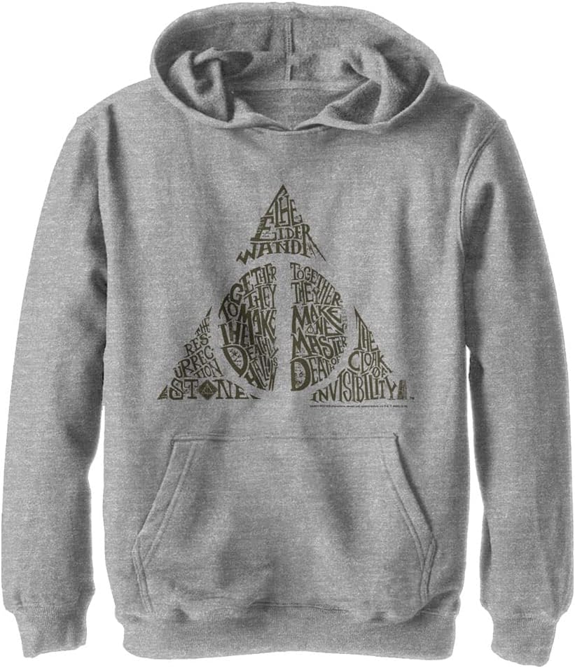 Harry Potter Kids Deathly Hallows Text Symbol Youth Pullover Hoodie