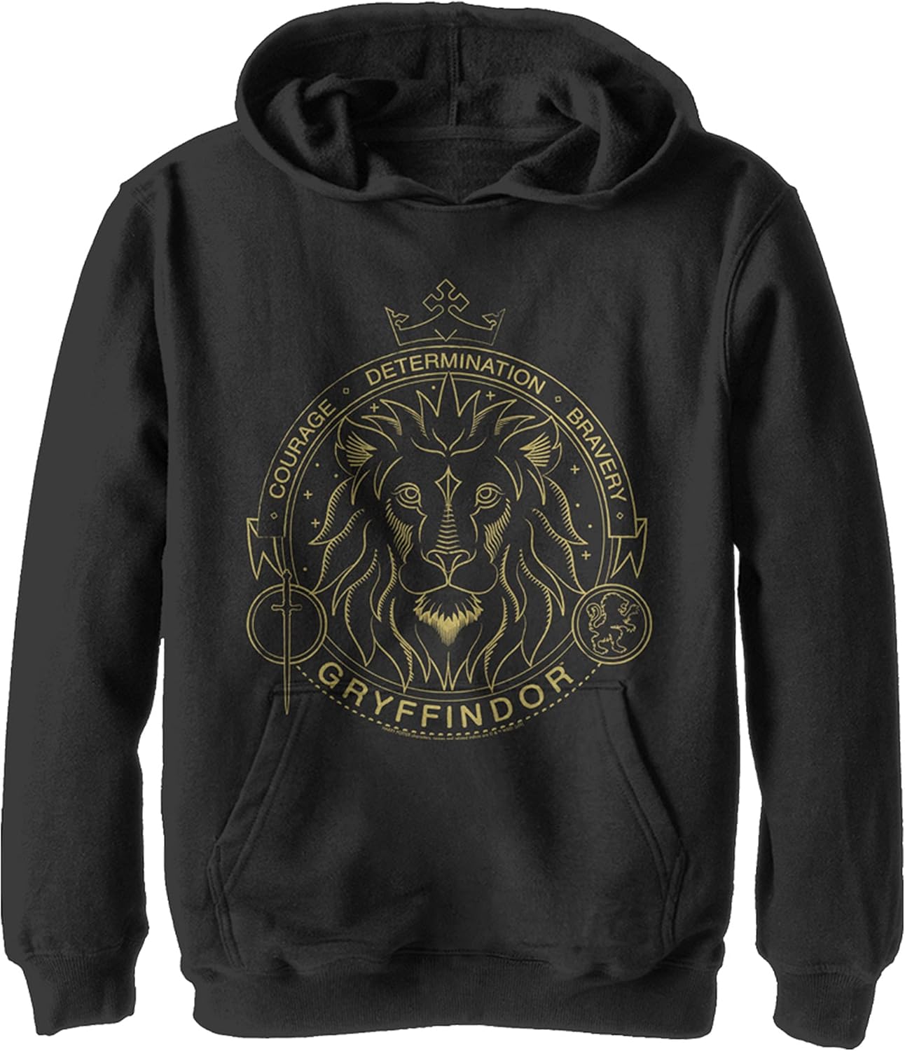 Harry Potter Kids Deathly Hallows Gryffindor Line Art Symbol Youth Pullover Hoodie