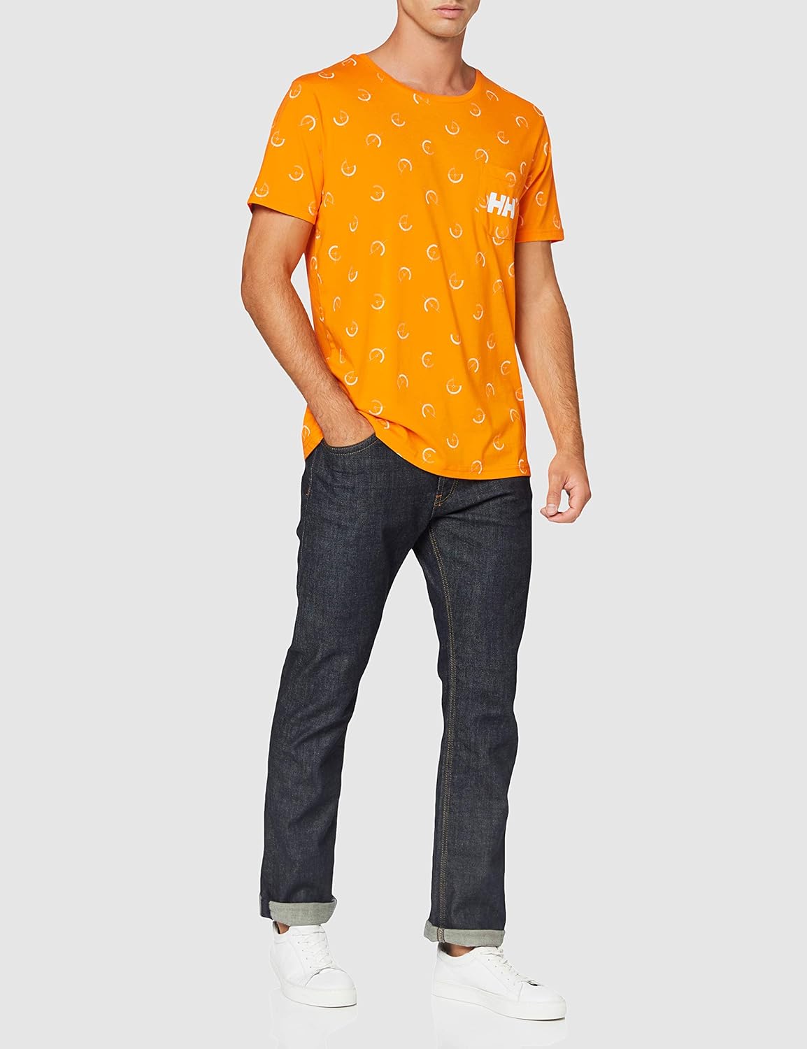 Helly Hansen Men's Fjord T-Shirt, 322 Papaya Lighthouse Print, XX-Large