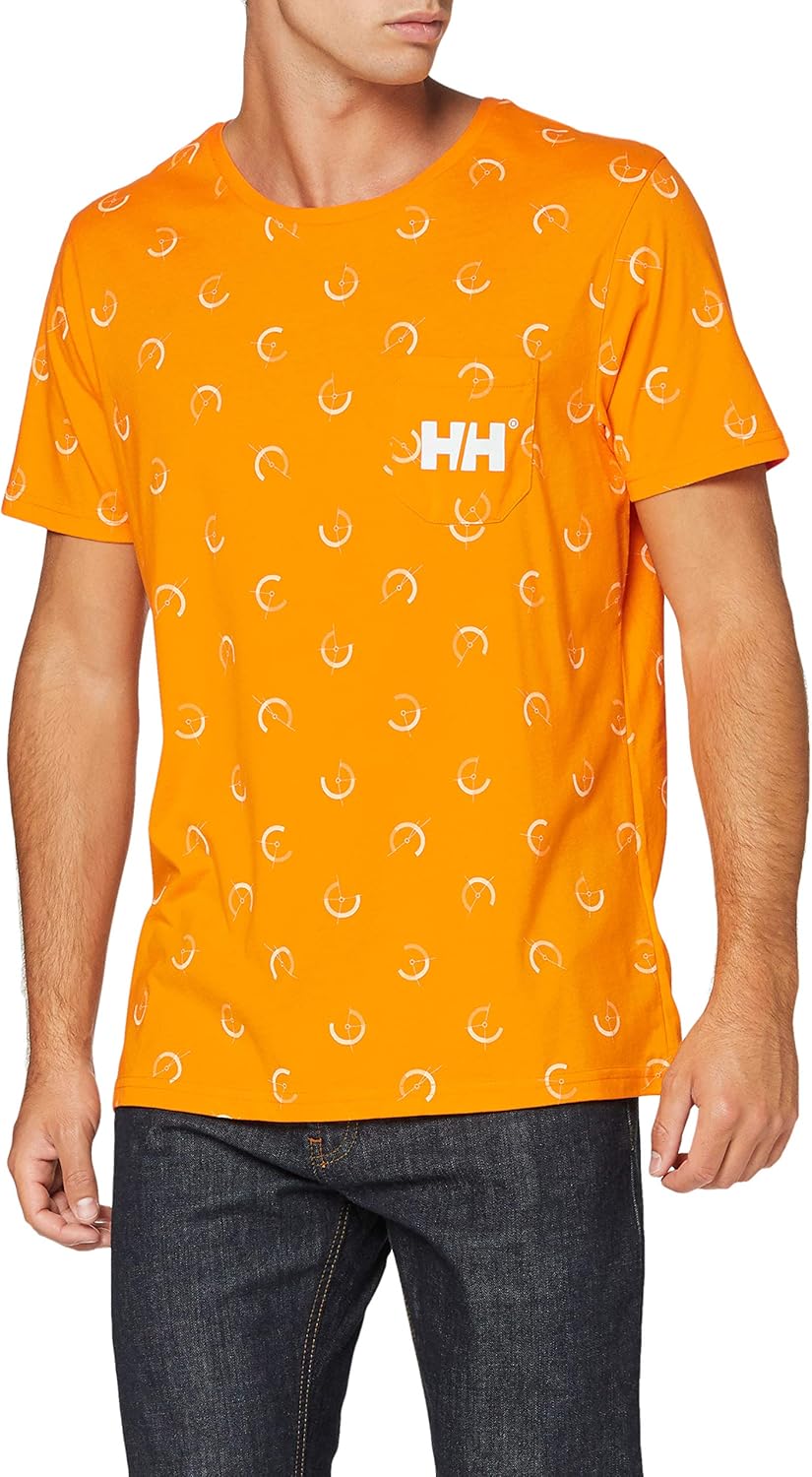 Helly Hansen Men's Fjord T-Shirt, 322 Papaya Lighthouse Print, XX-Large
