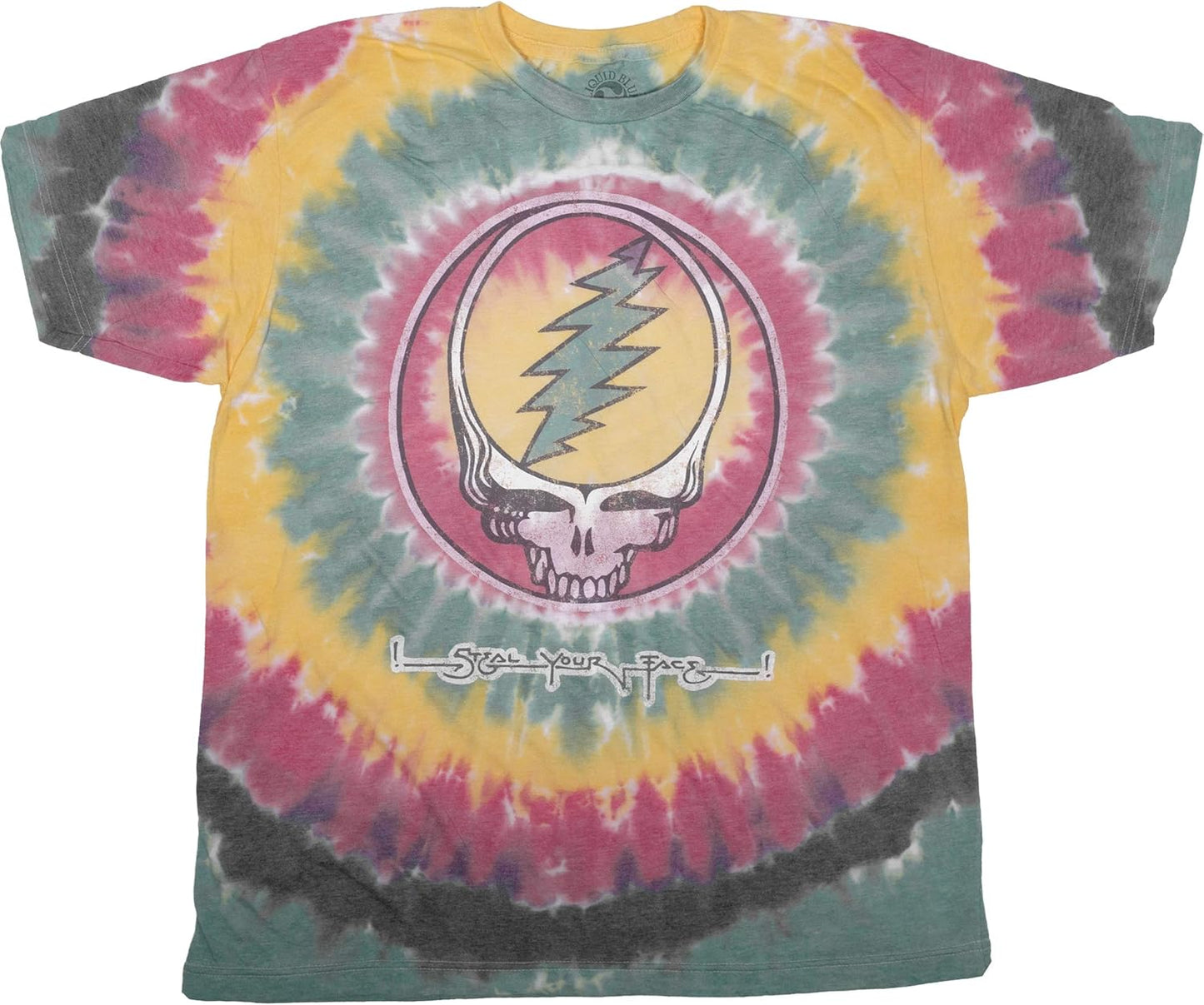 Liquid Blue Unisex-Adult Standard Grateful Dead Vintage Rasta SYF Tie Dye Ss Tee