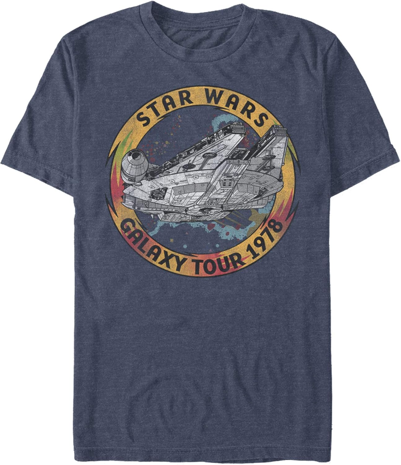 Men's Star Wars: The Rise of Skywalker Vintage Galaxy Tour T-Shirt - Navy Blue Heather - Large