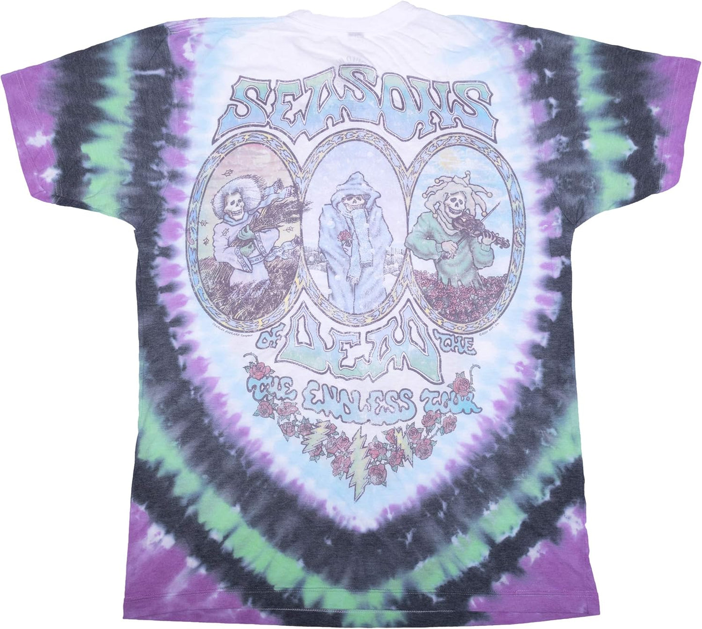 Liquid Blue Unisex-Adult Standard Grateful Vintage Seasons of The Dead Tie Dye Tee