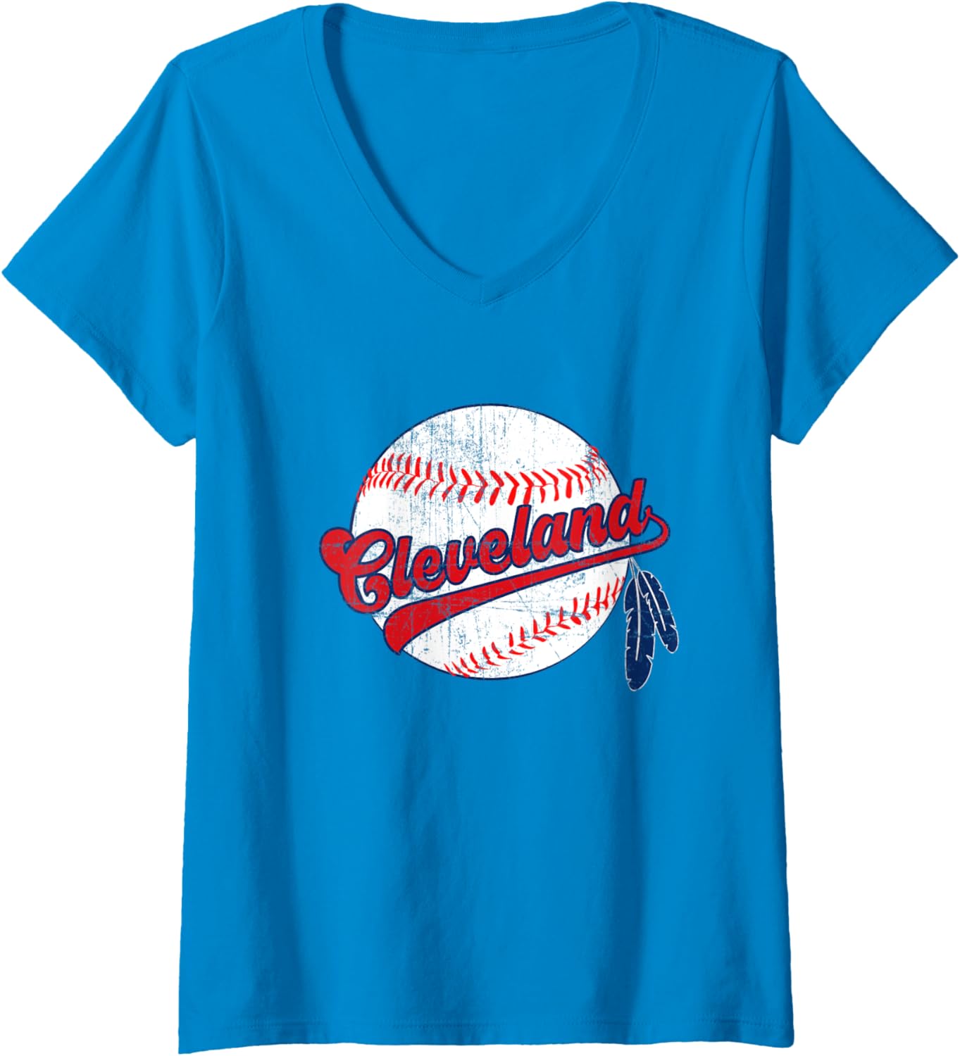 Womens Vintage Cleveland Baseball V-Neck