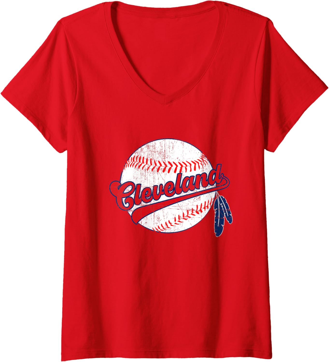 Womens Vintage Cleveland Baseball V-Neck