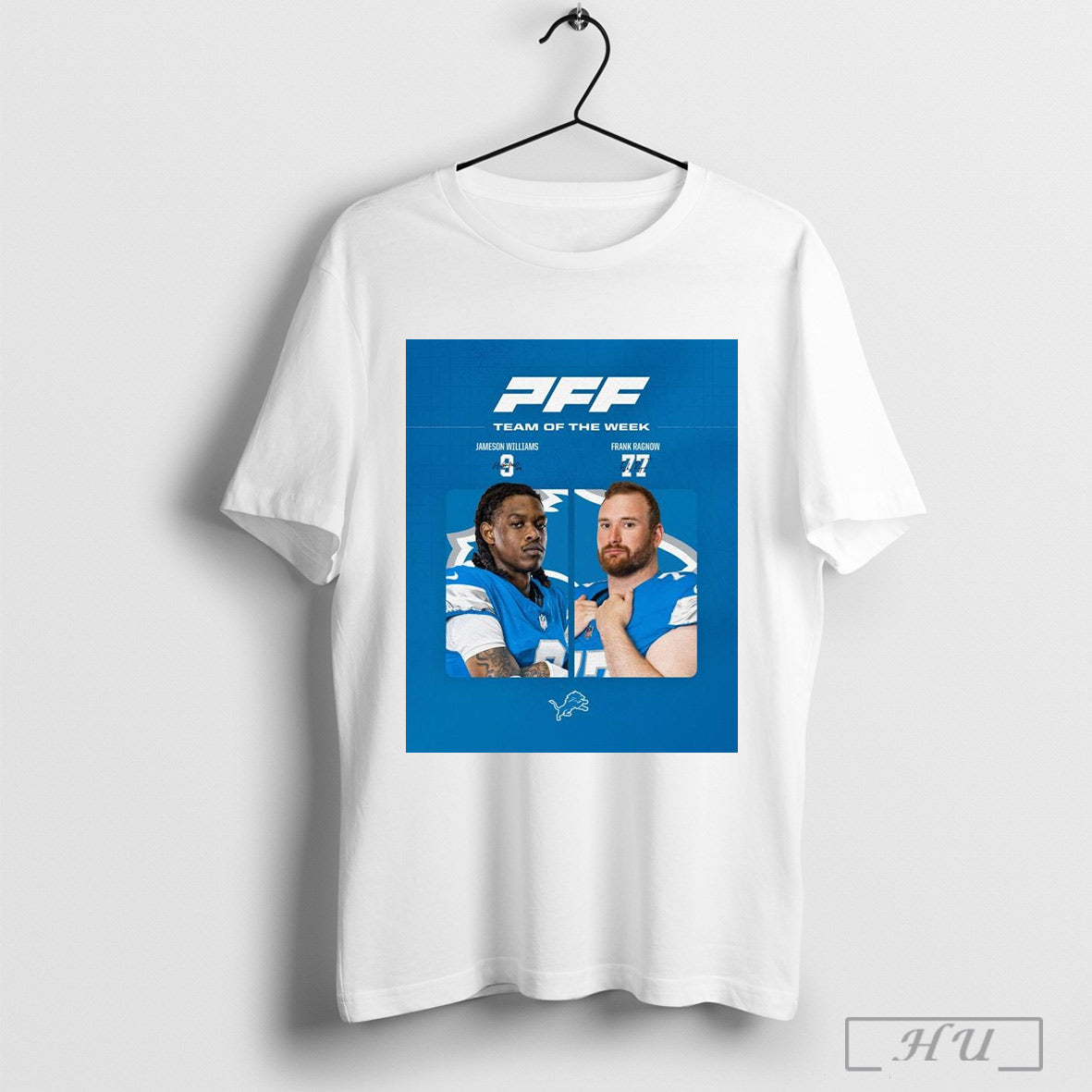 Detroit Lions Pff Team Of The Week Jameson Williams And Frank Ragnow Signatures Poster T Shirt Sweatshirt Cutom Poster Coffee Mugs Ornaments