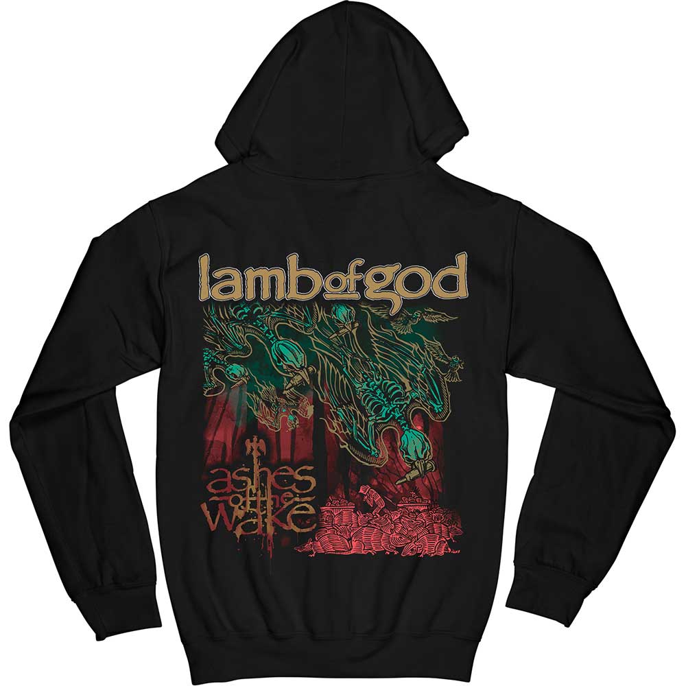 Lamb Of God | Official Band Zipped Hoodie | Ashes of the Wake Album Cover (Back Print)