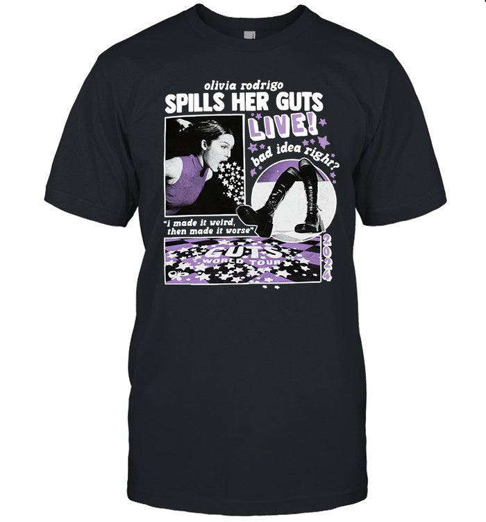 Olivia Rodrigo OR Spills Her Guts Live Black T-Shirt