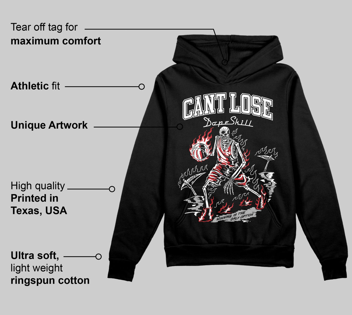Bred Velvet 11s DopeSkill Hoodie Sweatshirt Cant Lose Graphic